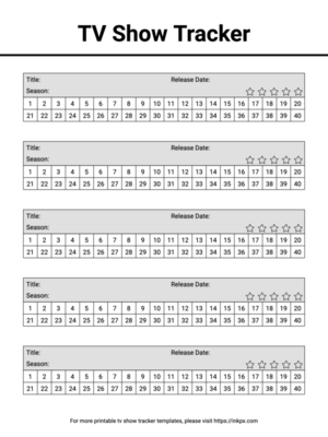 Free Printable Clean TV Show Tracker Template