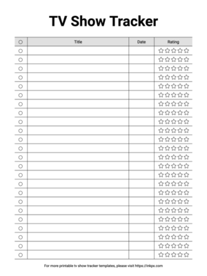Free Printable Simple TV Show Tracker Template