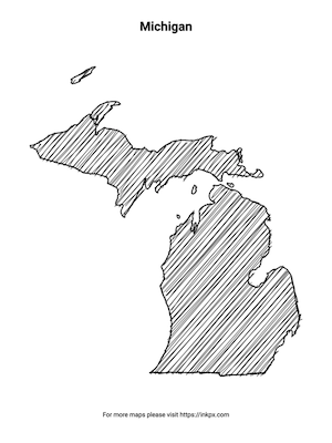 Printable Hand Sketch Michigan