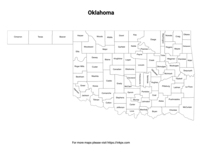 Printable Map of Oklahoma County with Labels