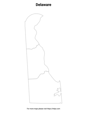 Printable Delaware State with County Outline