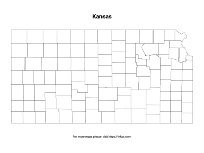 Printable Kansas State with County Outline