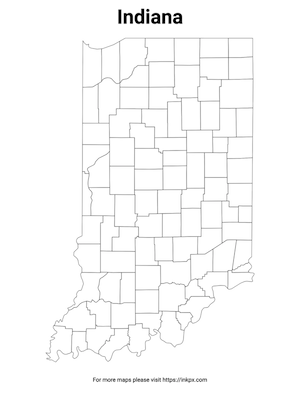 Printable Indiana State with County Outline