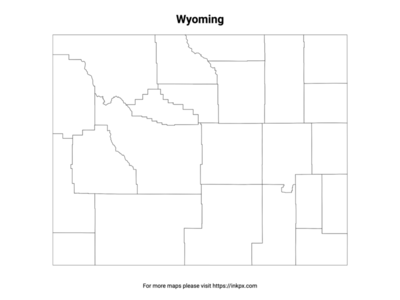 Printable Wyoming State with County Outline