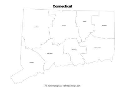 Printable Connecticut County with Label