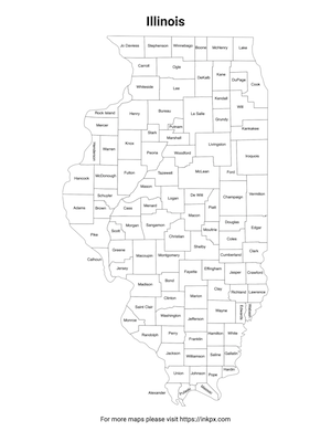 Printable Map of Illinois County with Labels