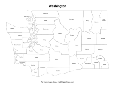 Printable Map of Washington County with Labels