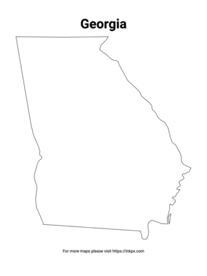 Printable Map of Georgia State Outline