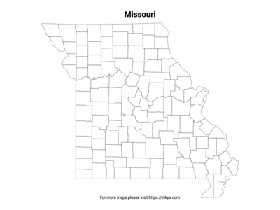 Printable Missouri State with County Outline