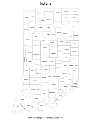 Printable Map of Indiana County with Labels