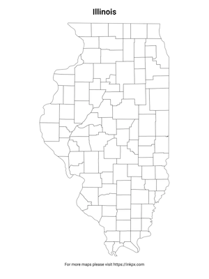 Printable Illinois State with County Outline