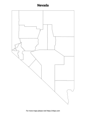 Printable Nevada State with County Outline