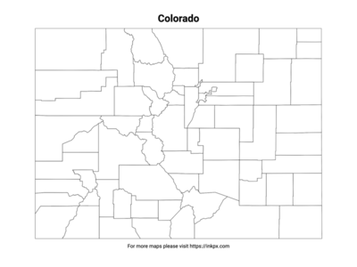 Printable Colorado State with County Outline