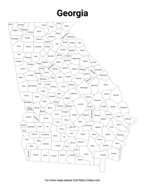 Printable Map of Georgia County with Labels
