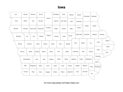 Printable Map of Iowa County with Labels