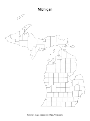 Printable Michigan State with County Outline