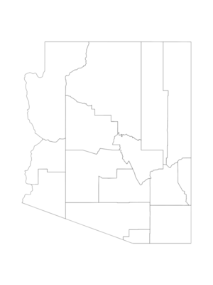 Printable Arizona State with County Outline