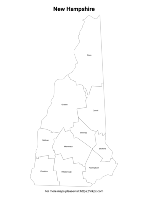 Printable Map of New Hampshire County with Labels