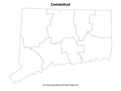 Printable Connecticut State with County Outline