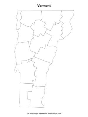 Printable Vermont State with County Outline