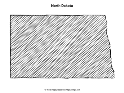 Printable Hand Sketch North Dakota