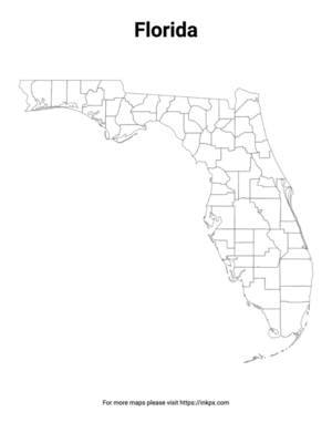 Printable Florida State with County Outline