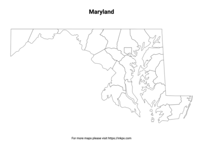 Printable Maryland State with County Outline