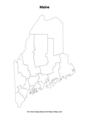 Printable Maine State with County Outline