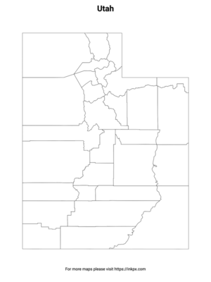 Printable Utah State with County Outline