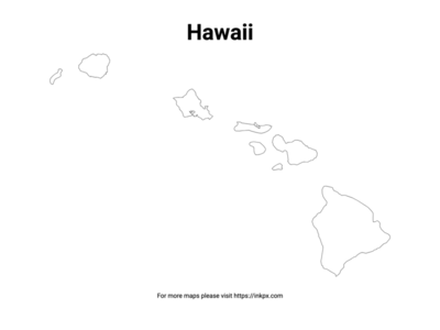 Printable Map of Hawaii State with County Outline