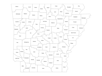 Printable Arkansas County with Label