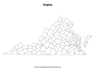 Printable Virginia State with County Outline