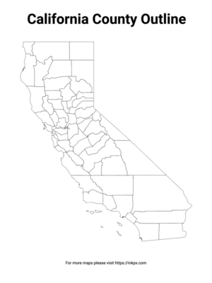 Printable California State with County Outline