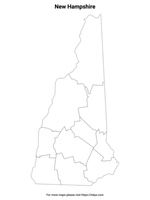 Printable New Hampshire State with County Outline