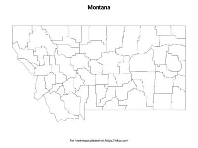 Printable Montana State with County Outline