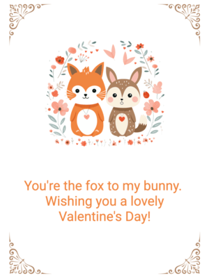 Printable Cute Fox Valentine's Day Card