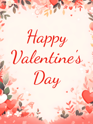 Editable Floral Background Valentine's Day Card Template