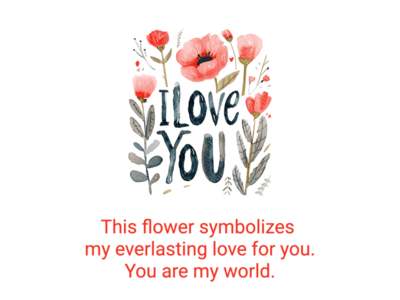 Printable "I Love You" & Flower Valentines Day Card Template