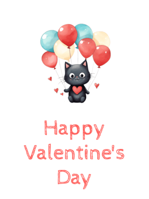 Free Printable Cute Cat Valentine's Day Card Template