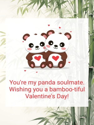 Printable Cute Panda Valentine's Day Card Template