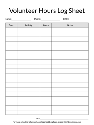 Volunteer Hours Log Sheets and Templates