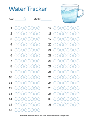 Free Printable Colorful Monthly Water Tracker
