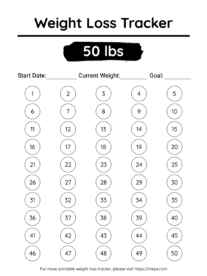 Free Printable Simple 50 Lbs Visual Weight Loss Tracker