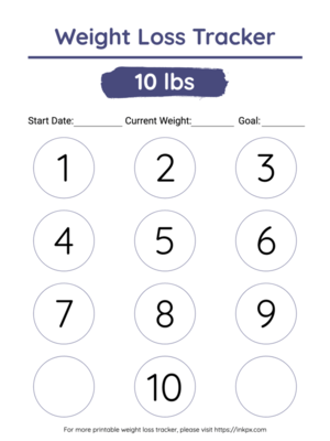 Free Printable Colorful 10 Lbs Visual Weight Loss Tracker
