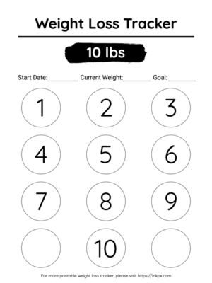 Free Printable Simple 10 Lbs Visual Weight Loss Tracker