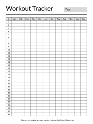 Printable Simple Table Style Yearly Workout Tracker