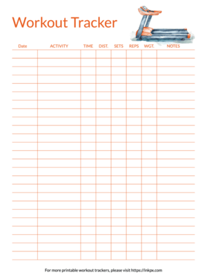 Printable Colorful Open Border Workout Tracker