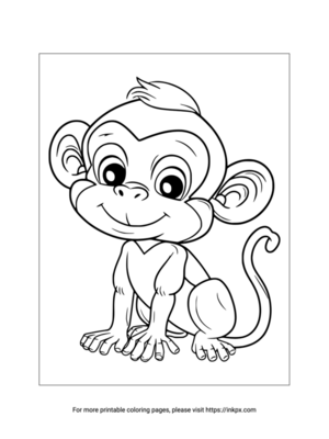 Printable Cartoon Monkey Coloring Sheet