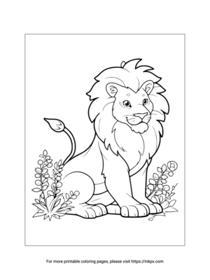 Printable Lion & Tussock Coloring Page