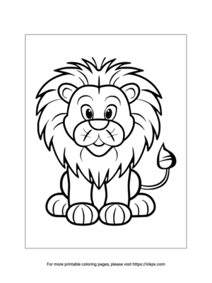 Printable Cute Lion Coloring Page